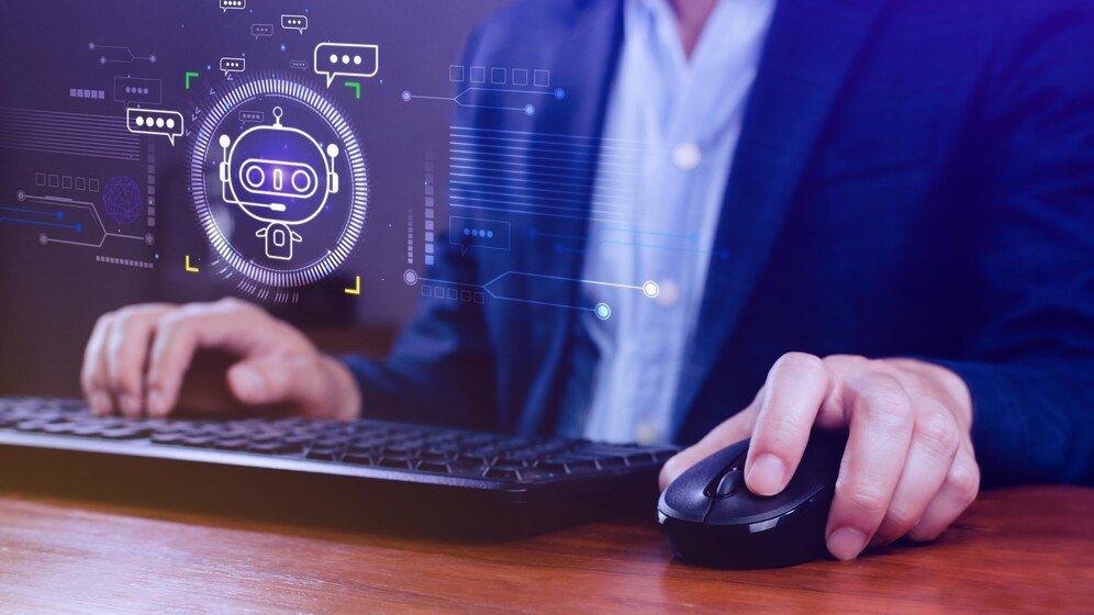 businessman using digital chatbot robot application conversation assistant ai artificial intelligence concept digital chatbot virtual screen 35148 10555