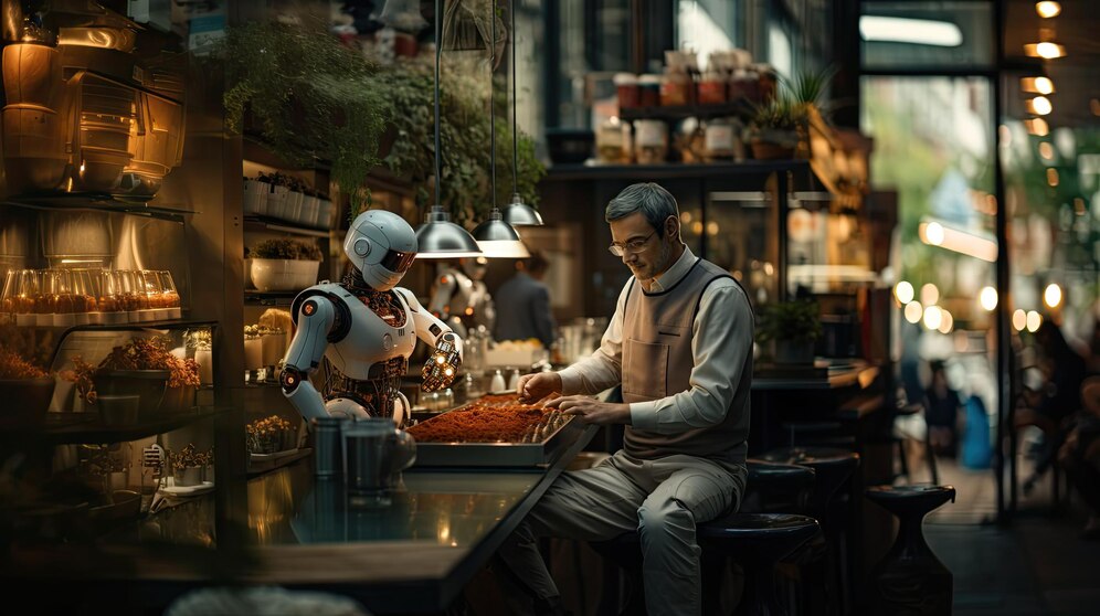 robot serving food futuristic cafe 151355 55205