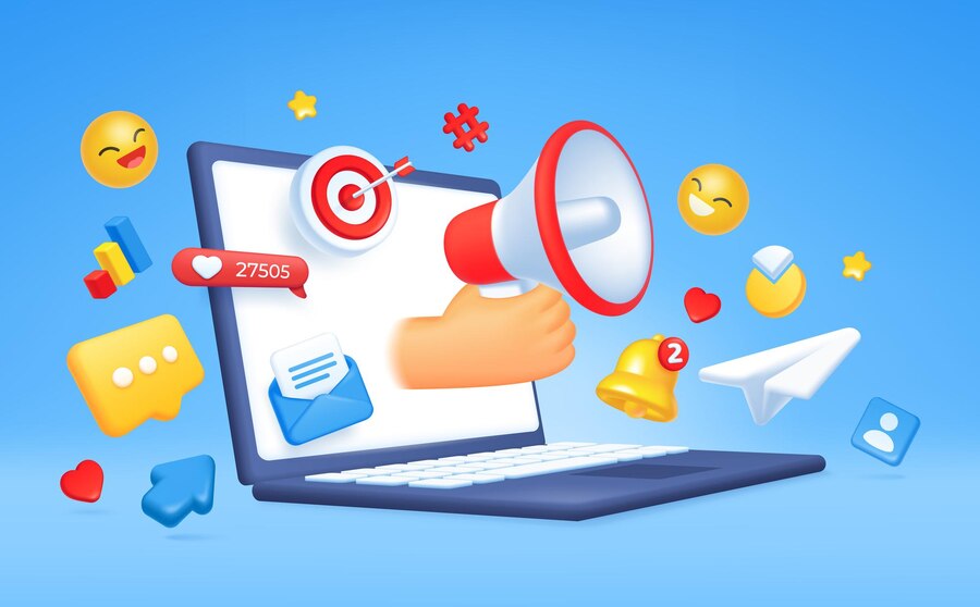 3d digital marketing social media online communication concept targeted advertising internet business promotion vector illustration 461812 1140